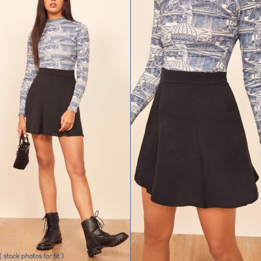 Reformation Flounce skirt in solid black
